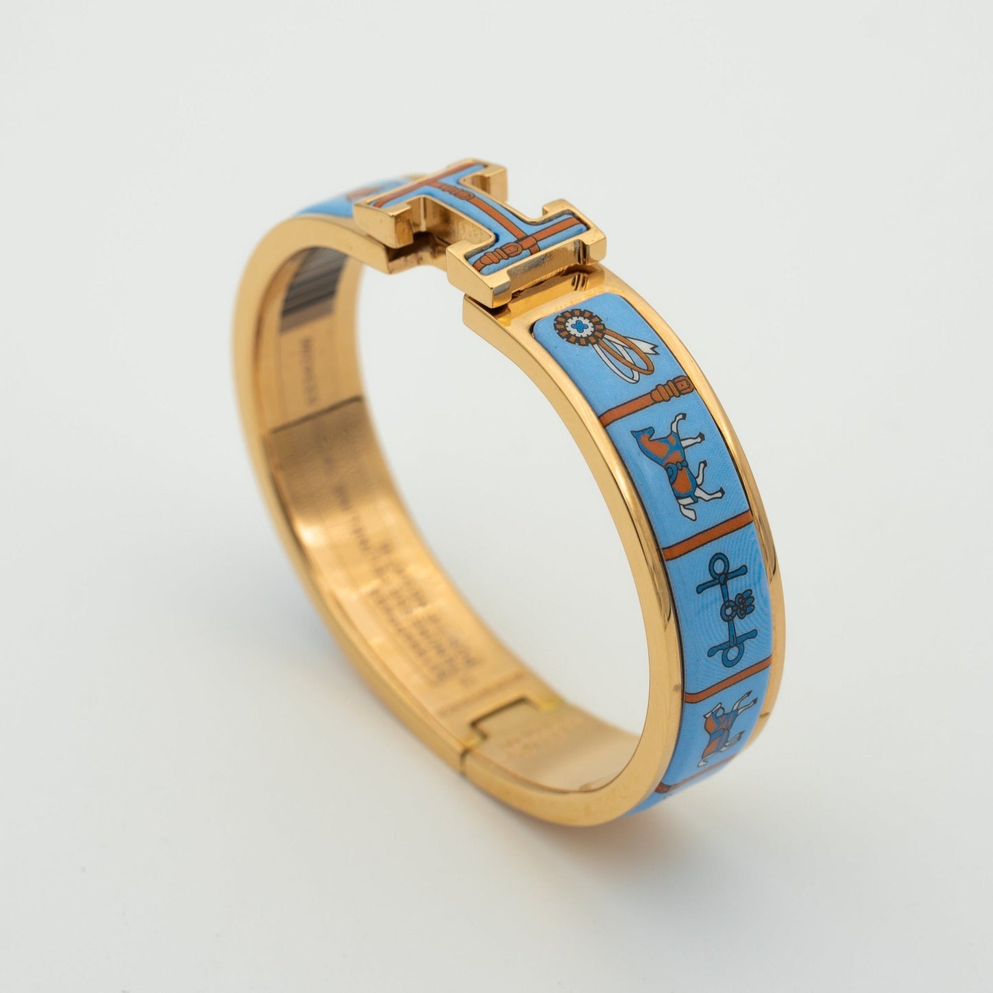 [Luxery]H PINK GOLD BRACELET BLUE CERAMIC
