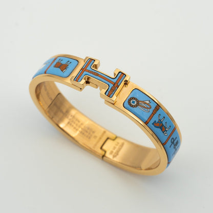 [Luxery]H PINK GOLD BRACELET BLUE CERAMIC