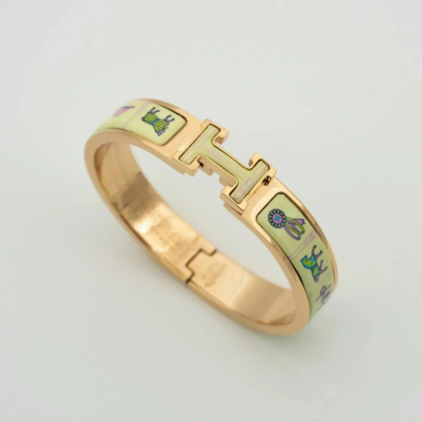 [Luxery]H PINK GOLD BRACELET CREAM CERAMIC