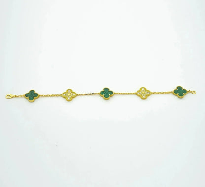 [Luxery] CLOVER 5 MOTIF MALACHITE BRACELET COLLECTION
