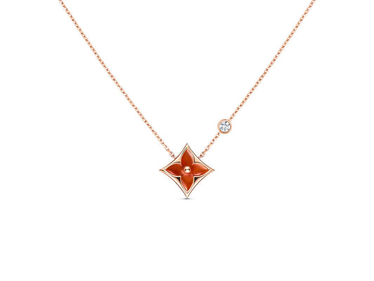 [Luxery]STAR NECKLACE PINK GOLD 1 DIAMOND