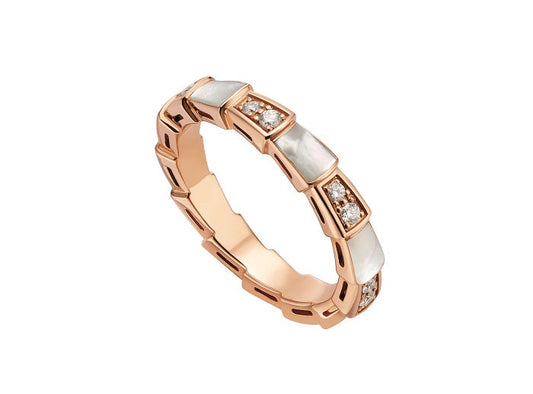 [⭐Luxery]SERPENTI RING ROSÉGOLD DIAMANT PERLMUTT 3MM