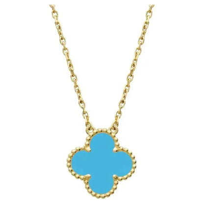 [Luxery]CLOVER 15MM VINTAGE TURQUOISE NECKLACE