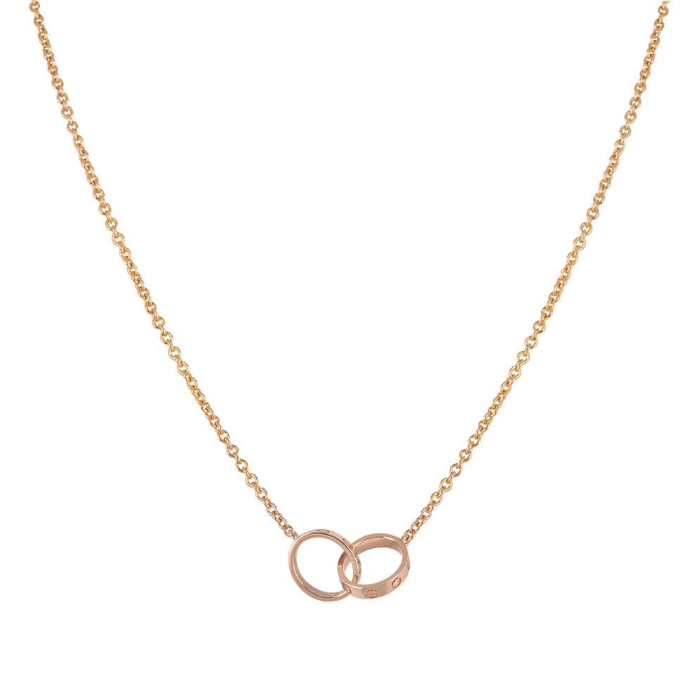 [Luxery]LOVE NECKLACE DOUBLE RING PINK GOLD
