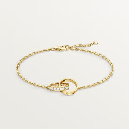 [⭐Luxery]LOVE DOPPELRING-ARMBAND MIT HALB-DIAMANTBESATZ