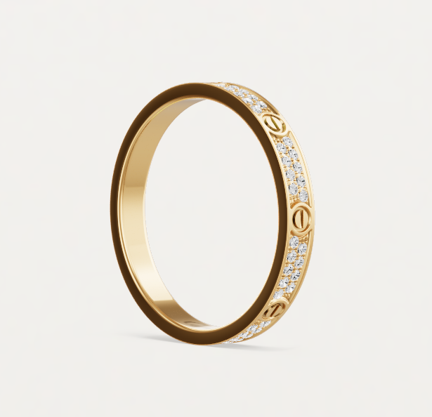 [Luxery]LOVE RING 2.6mm-wide full-diamond ring Gold