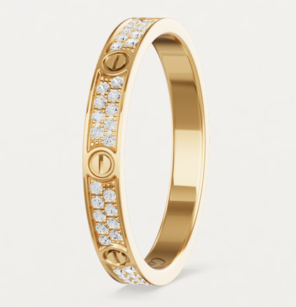 [Luxery]LOVE RING 2.6mm-wide full-diamond ring Gold