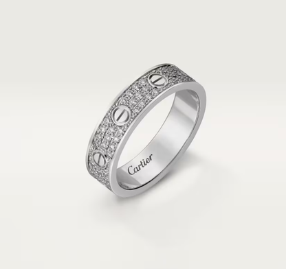 [Luxery]LOVE RING 4mm-wide full-diamond ring silver