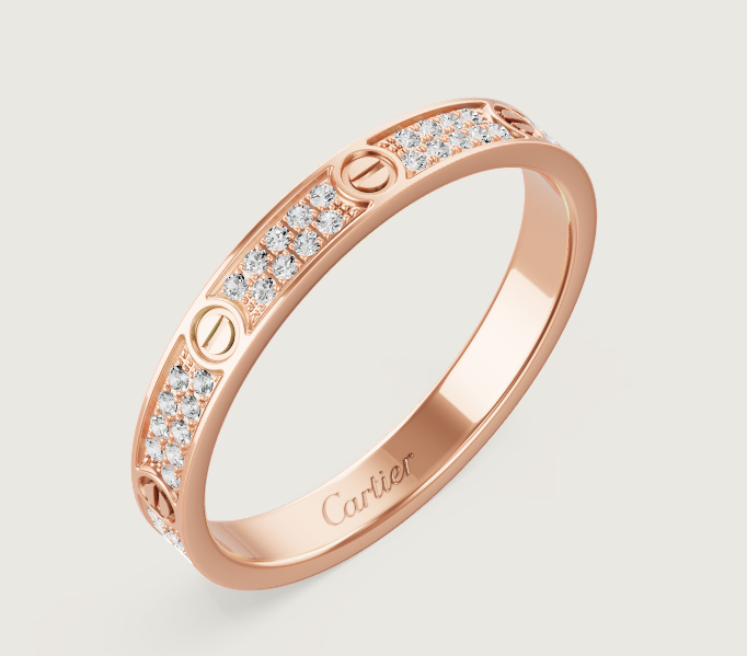 [Luxery]LOVE RING 2.6mm-wide full-diamond ring Rose Gold
