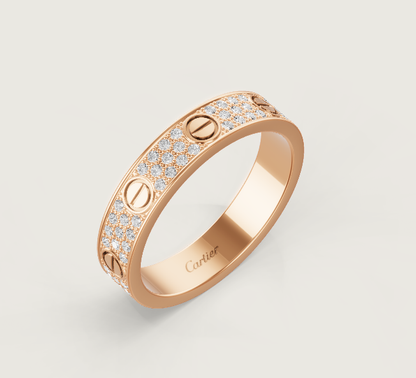 [Luxery]LOVE RING 4mm-wide full-diamond ring Rose Gold