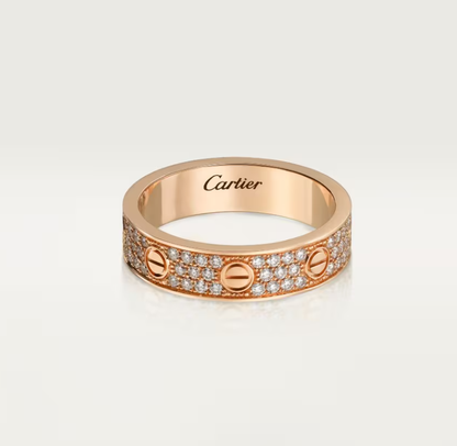 [Luxery]LOVE RING 4mm-wide full-diamond ring Rose Gold