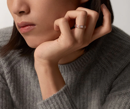 [Luxery]LOVE RING 4mm-wide full-diamond ring Rose Gold