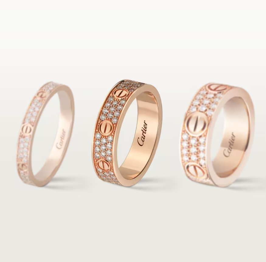 [Luxery]LOVE RING 4mm-wide full-diamond ring Rose Gold