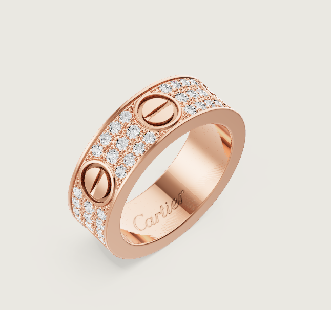 [Luxery]LOVE RING 6.5mm-wide full-diamond ring Rose Gold
