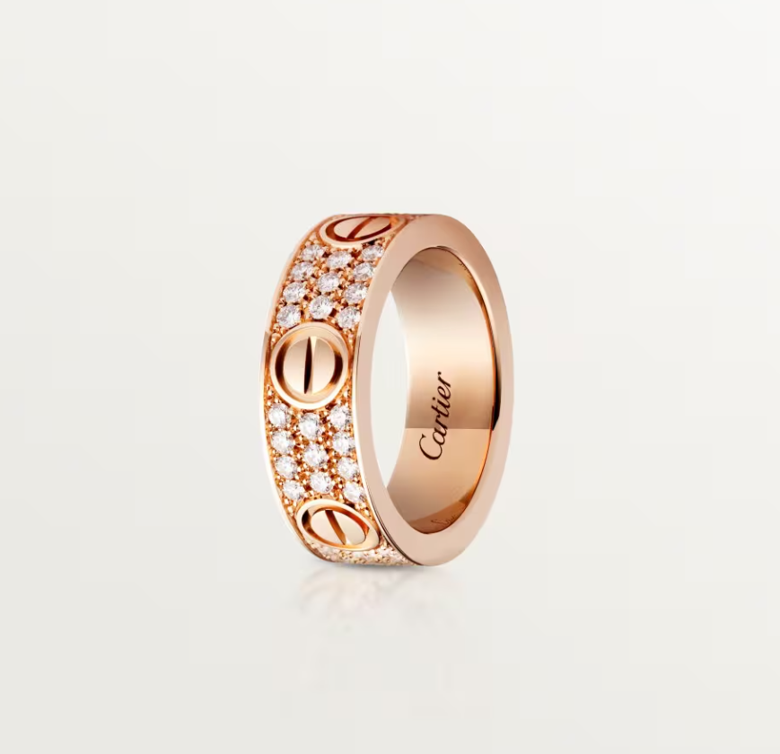 [Luxery]LOVE RING 6.5mm-wide full-diamond ring Rose Gold