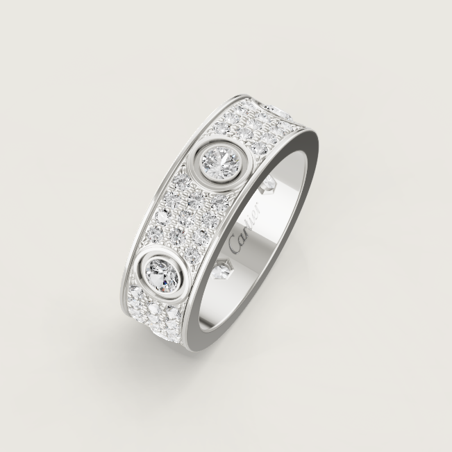 [Luxery]LOVE RING 6.5MM Full Diamond, 6 Major Diamonds Silver