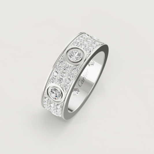 [Luxery]LOVE RING 6.5MM Full Diamond, 6 Major Diamonds Silver