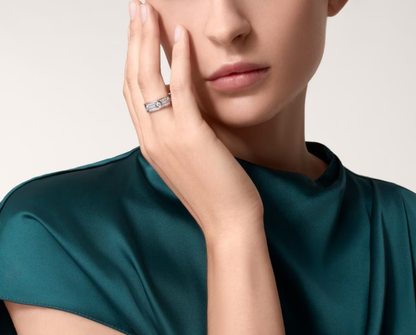 [Luxery]LOVE RING 6.5MM Full Diamond, 6 Major Diamonds Silver