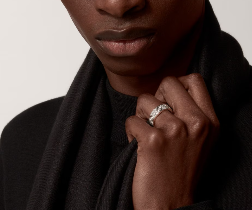 [Luxery]LOVE RING 6.5MM Full Diamond, 6 Major Diamonds Silver
