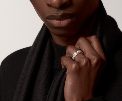 [Luxery]LOVE RING 6.5MM Full Diamond, 6 Major Diamonds Silver