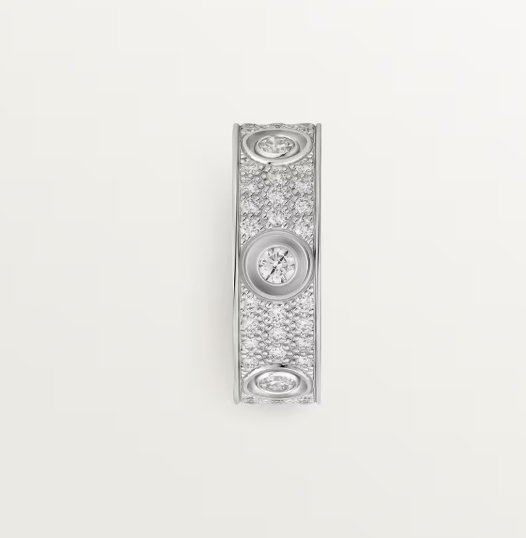[Luxery]LOVE RING 6.5MM Full Diamond, 6 Major Diamonds Silver