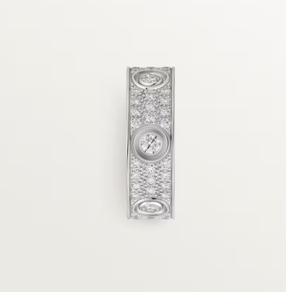 [Luxery]LOVE RING 6.5MM Full Diamond, 6 Major Diamonds Silver