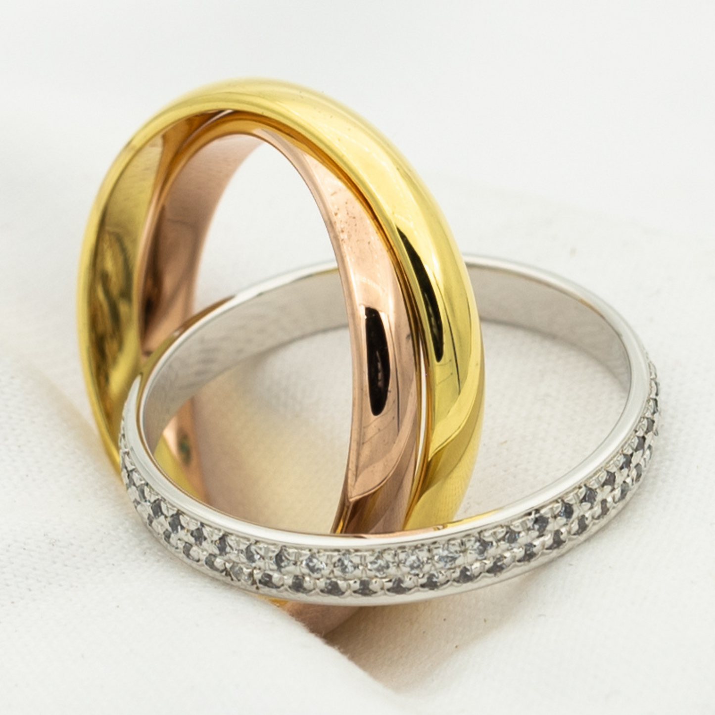 [Luxery Jewelry]TRINITY RING GOLD PINK GOLD SILVER DIAMONDS