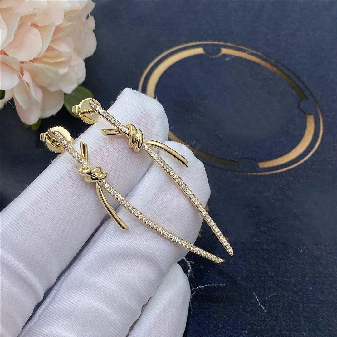 [⭐Luxery Jewels]KNOTEN-OHRHÄNGER IN GELBGOLD MIT DIAMANTEN