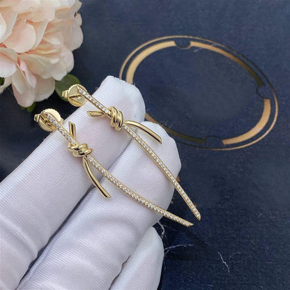 [⭐Luxery Jewels]KNOTEN-OHRHÄNGER IN GELBGOLD MIT DIAMANTEN