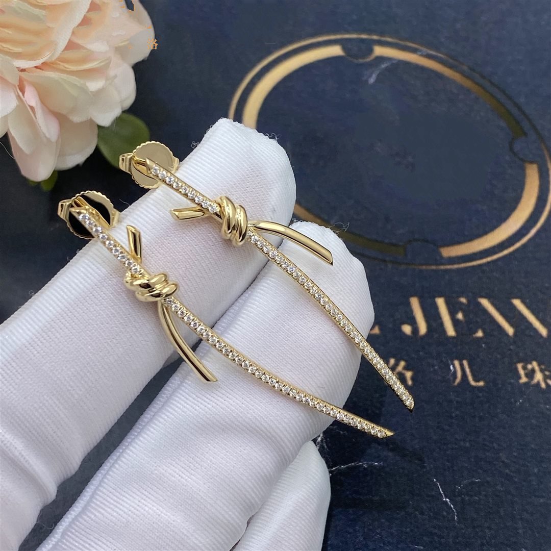 [⭐Luxery Jewels]KNOTEN-OHRHÄNGER IN GELBGOLD MIT DIAMANTEN