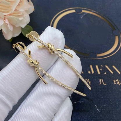 [⭐Luxery Jewels]KNOTEN-OHRHÄNGER IN GELBGOLD MIT DIAMANTEN