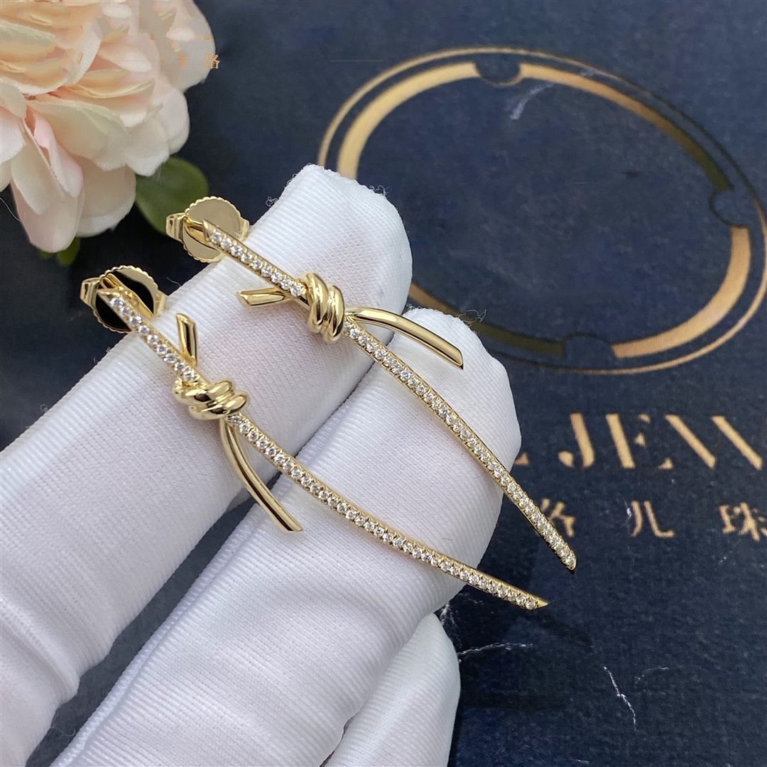 [⭐Luxery Jewels]KNOTEN-OHRHÄNGER IN GELBGOLD MIT DIAMANTEN