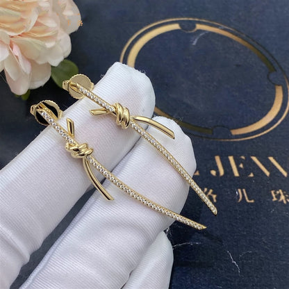 [⭐Luxery Jewels]KNOTEN-OHRHÄNGER IN GELBGOLD MIT DIAMANTEN