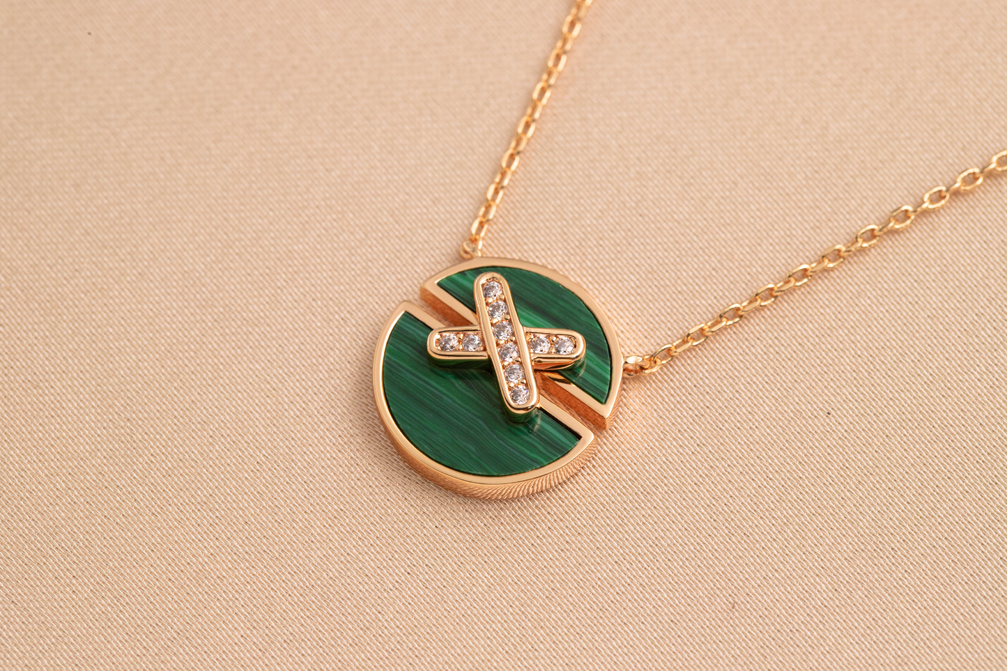 [Luxery]JEUX DE PINK GOLD DIAMOND NECKLACE