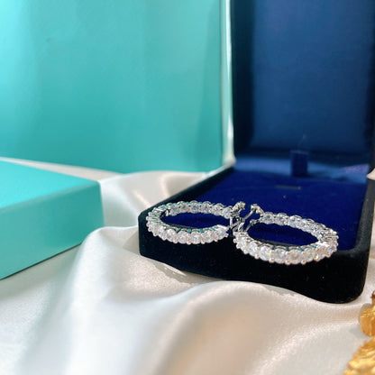 [⭐Luxery Jewels]SILBERNE DIAMANT-CREOLEN