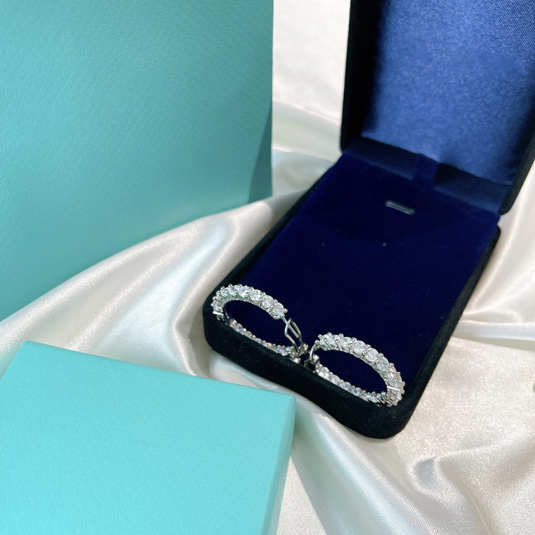 [⭐Luxery Jewels]SILBERNE DIAMANT-CREOLEN