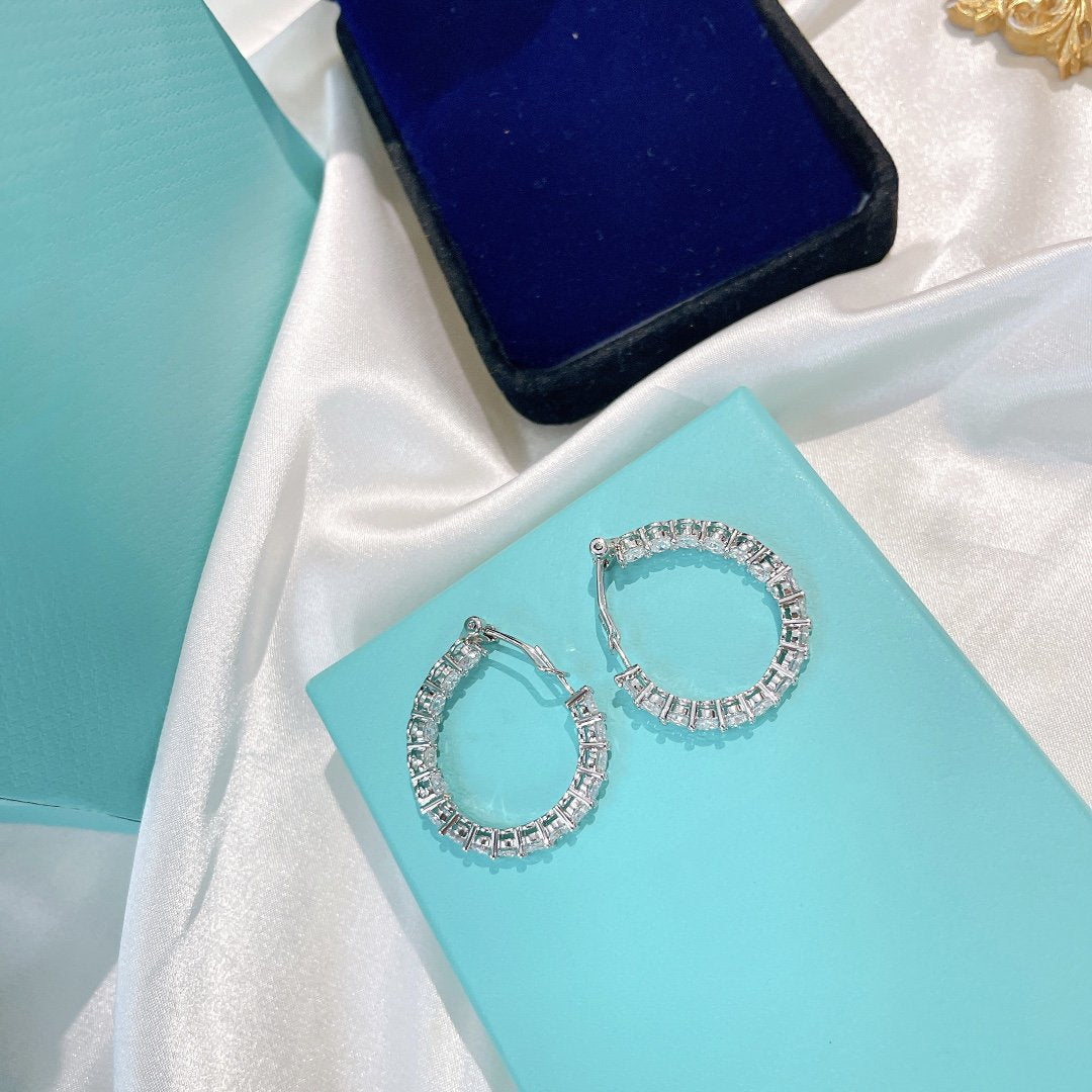[⭐Luxery Jewels]SILBERNE DIAMANT-CREOLEN