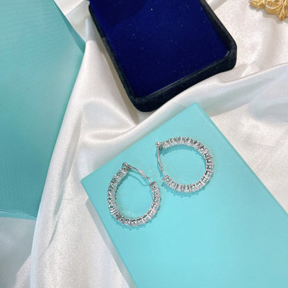 [⭐Luxery Jewels]SILBERNE DIAMANT-CREOLEN