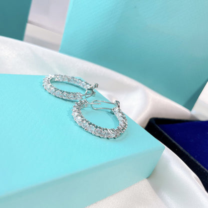 [⭐Luxery Jewels]SILBERNE DIAMANT-CREOLEN