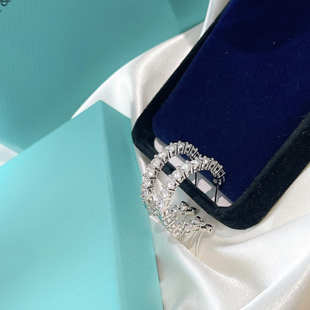 [⭐Luxery Jewels]SILBERNE DIAMANT-CREOLEN