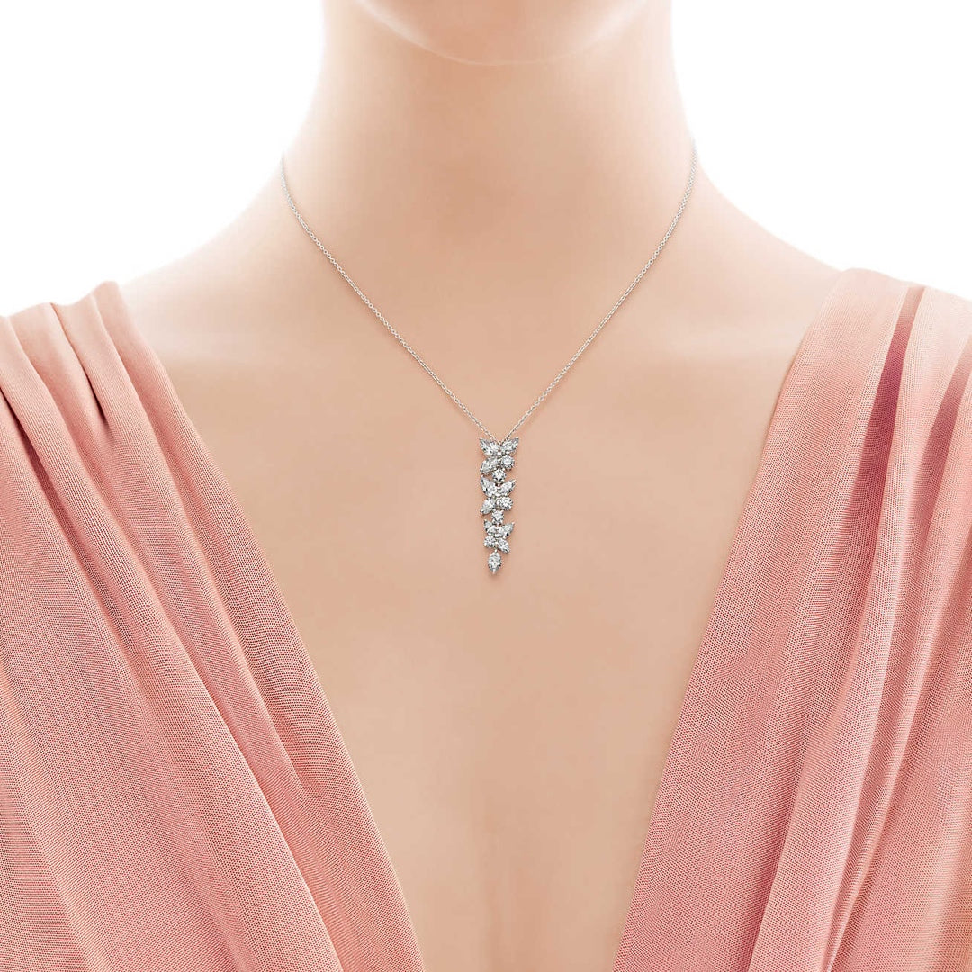 [⭐Luxery Jewels]MIXED CLUSTER DIAMOND DROP PENDANT
