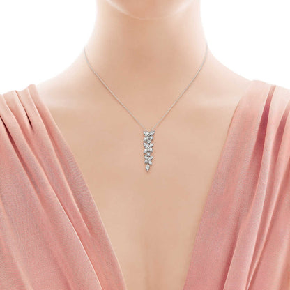 [⭐Luxery Jewels]MIXED CLUSTER DIAMOND DROP PENDANT