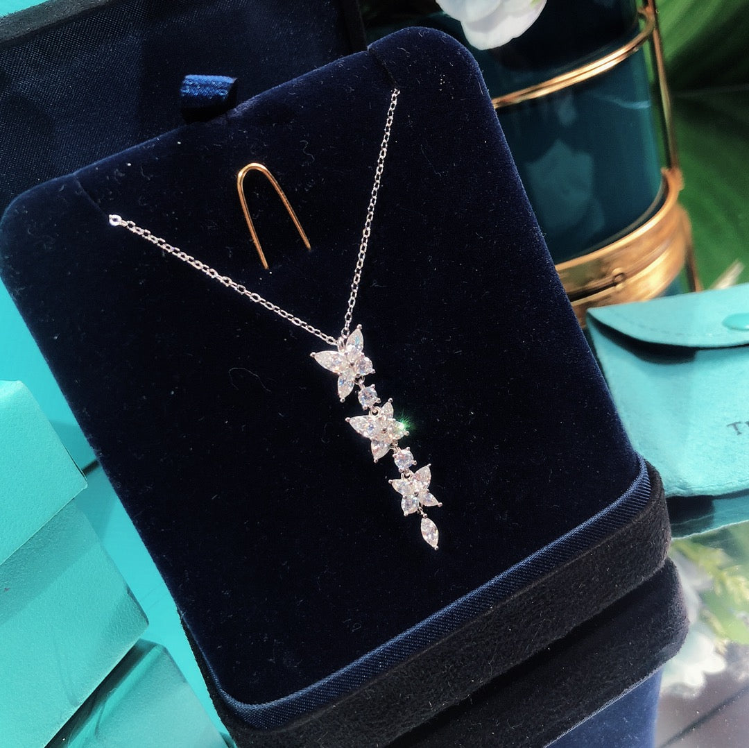 [⭐Luxery Jewels]MIXED CLUSTER DIAMOND DROP PENDANT