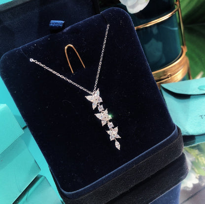 [⭐Luxery Jewels]MIXED CLUSTER DIAMOND DROP PENDANT