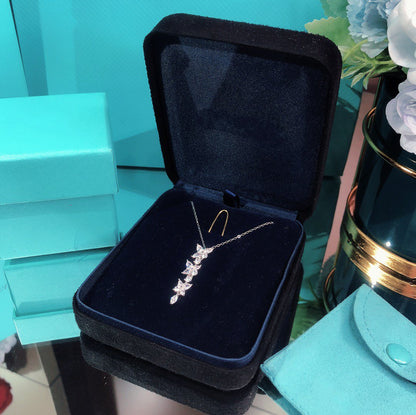 [⭐Luxery Jewels]MIXED CLUSTER DIAMOND DROP PENDANT