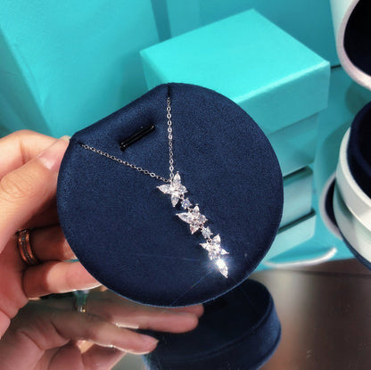 [⭐Luxery Jewels]MIXED CLUSTER DIAMOND DROP PENDANT