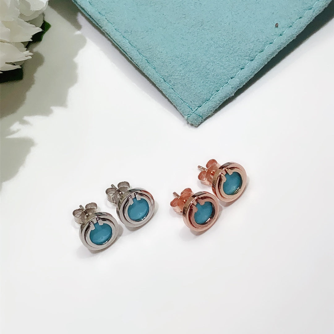 [⭐Luxery Jewels]TÜRKIS-KREIS OHRRINGE IN WEISSGOLD