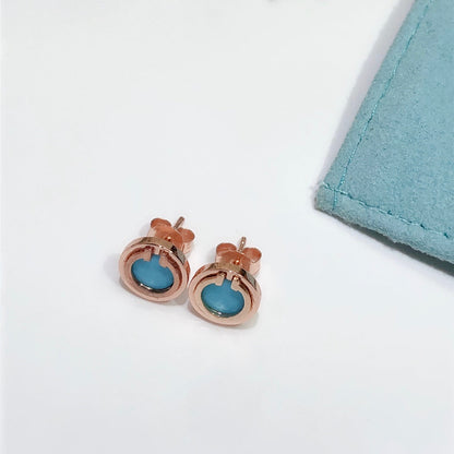[⭐Luxery Jewels]TÜRKIS-KREIS OHRRINGE IN WEISSGOLD
