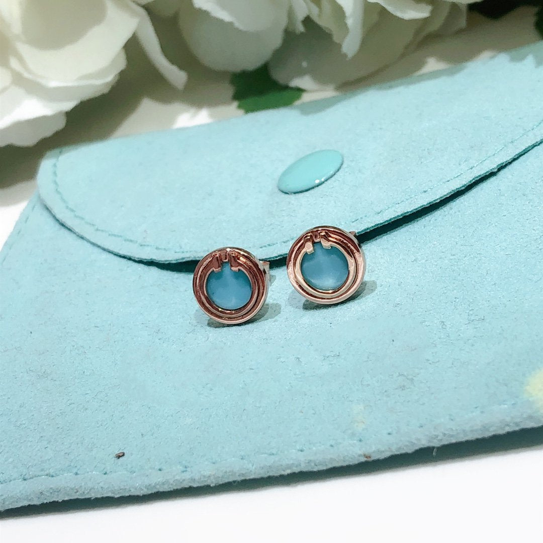 [⭐Luxery Jewels]TÜRKIS-KREIS OHRRINGE IN WEISSGOLD