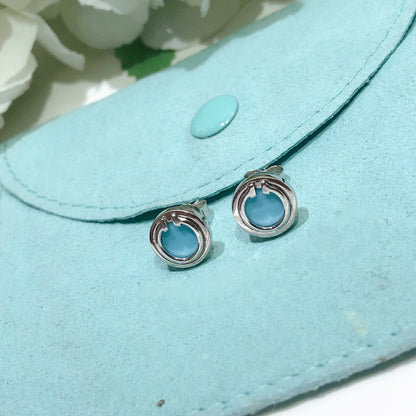 [⭐Luxery Jewels]TÜRKIS-KREIS OHRRINGE IN WEISSGOLD